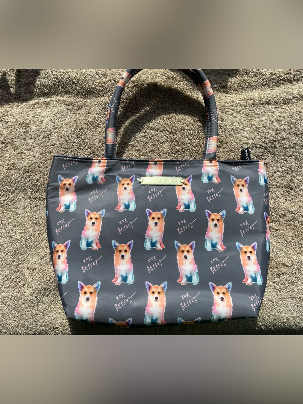 Betsey Johnson Corgi Print Insulated Lunch Box Cooler Tote Bag - Like New!